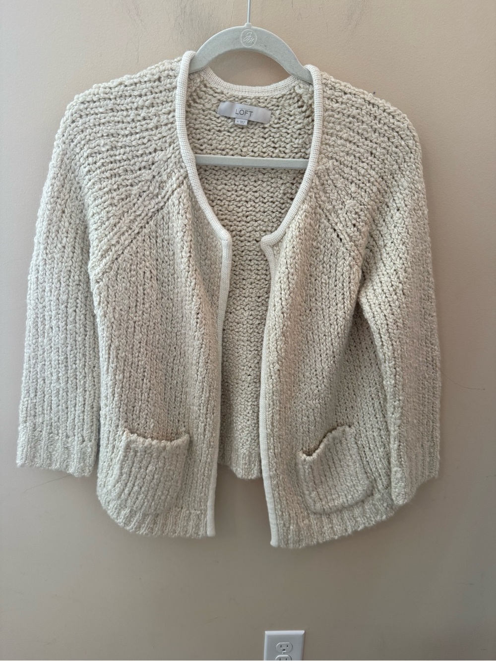 Loft open front cardigan wool alpaca mohair blend closet staple Size M